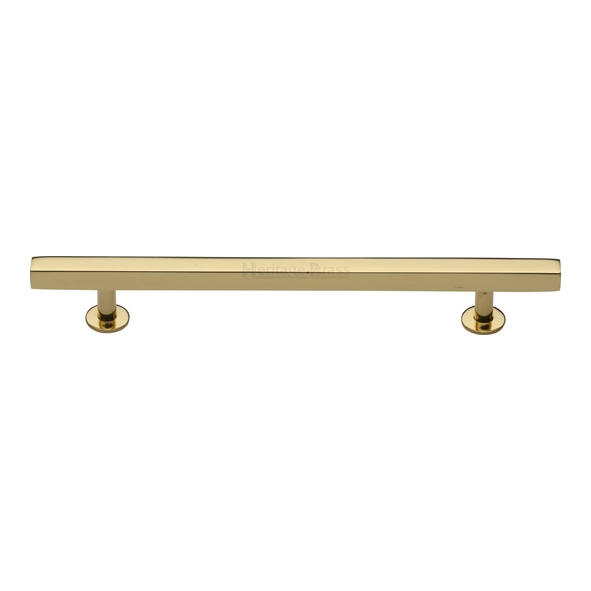 C4760 160-PB • 160 x 223 x 11 x 19 x 32mm • Polished Brass • Heritage Brass Square Bar Round Foot Cabinet Pull Handle